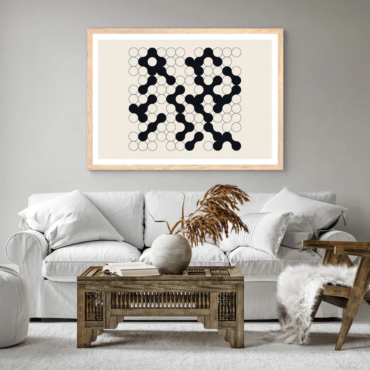 Affiche dans un chêne clair - Poster - Jeu chinois – variation - 91x61 cm