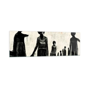 Impression sur verre - Image sur verre - Figures dans une composition monochrome sur fond clair - 160x50cm - Contre la solitude - Décoration murale moderne pour le salon et la chambre ARTTOR