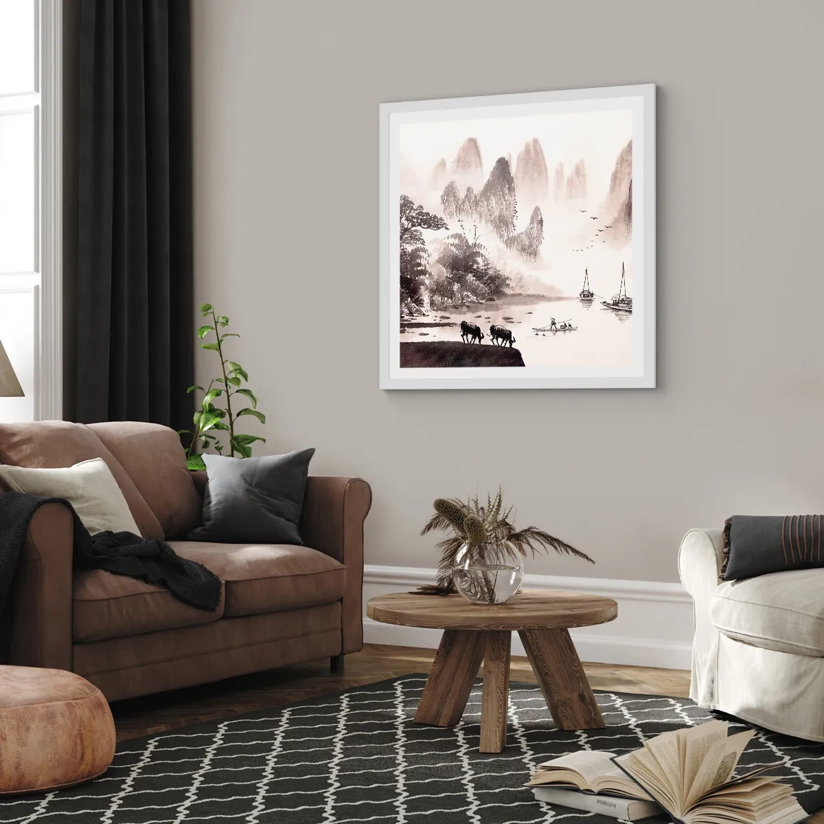 Affiche dans un cadre blanc - Poster - Le quotidien exotique de l'Orient - 30x30 cm