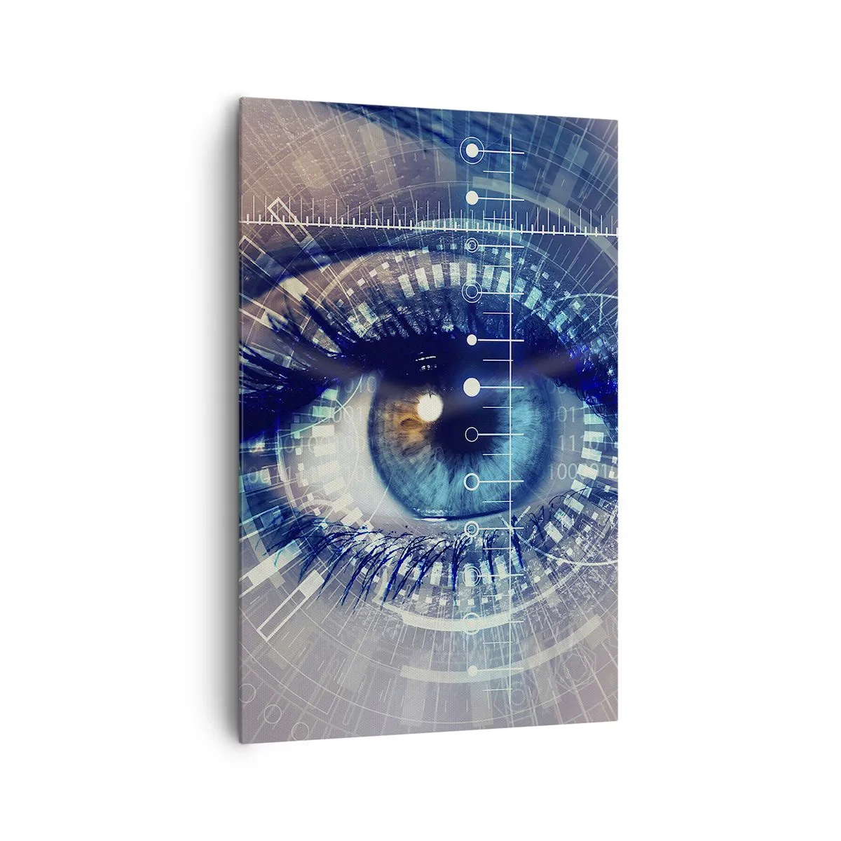 Impression sur toile - Image sur toile - Un œil technologique avec une interface futuriste - 80x120cm - Tu penses que tu me connais - Décoration murale moderne pour le salon et la chambre ARTTOR