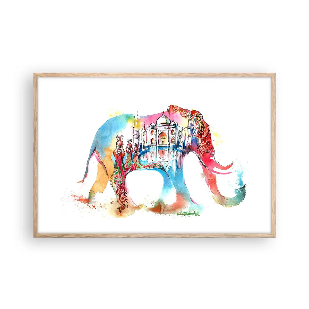 Affiche dans un chêne clair - Poster - Inde - l'aura de l'amour - 91x61 cm