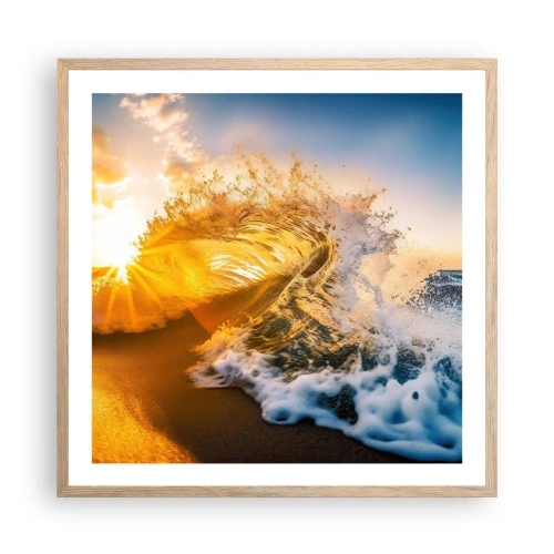 Affiche dans un chêne clair - Poster - S'amuser dans le sable - 60x60 cm