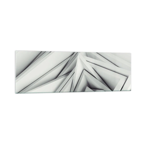 Impression sur verre - Image sur verre - Une composition abstraite de formes géométriques dans des tons de gris. - 160x50cm - Bourgeon d’angles vifs - Décoration murale moderne pour le salon et la chambre ARTTOR