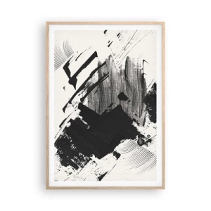 Affiche dans un chêne clair - Poster - Abstraction – expression du noir - 70x100 cm
