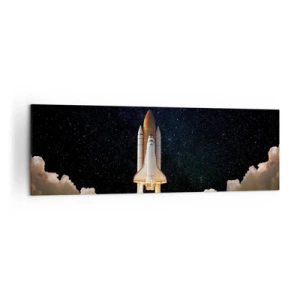 Impression sur toile - Image sur toile - Une fusée spatiale décollant dans le ciel étoilé - 160x50cm - Ad astra! - Décoration murale moderne pour le salon et la chambre ARTTOR