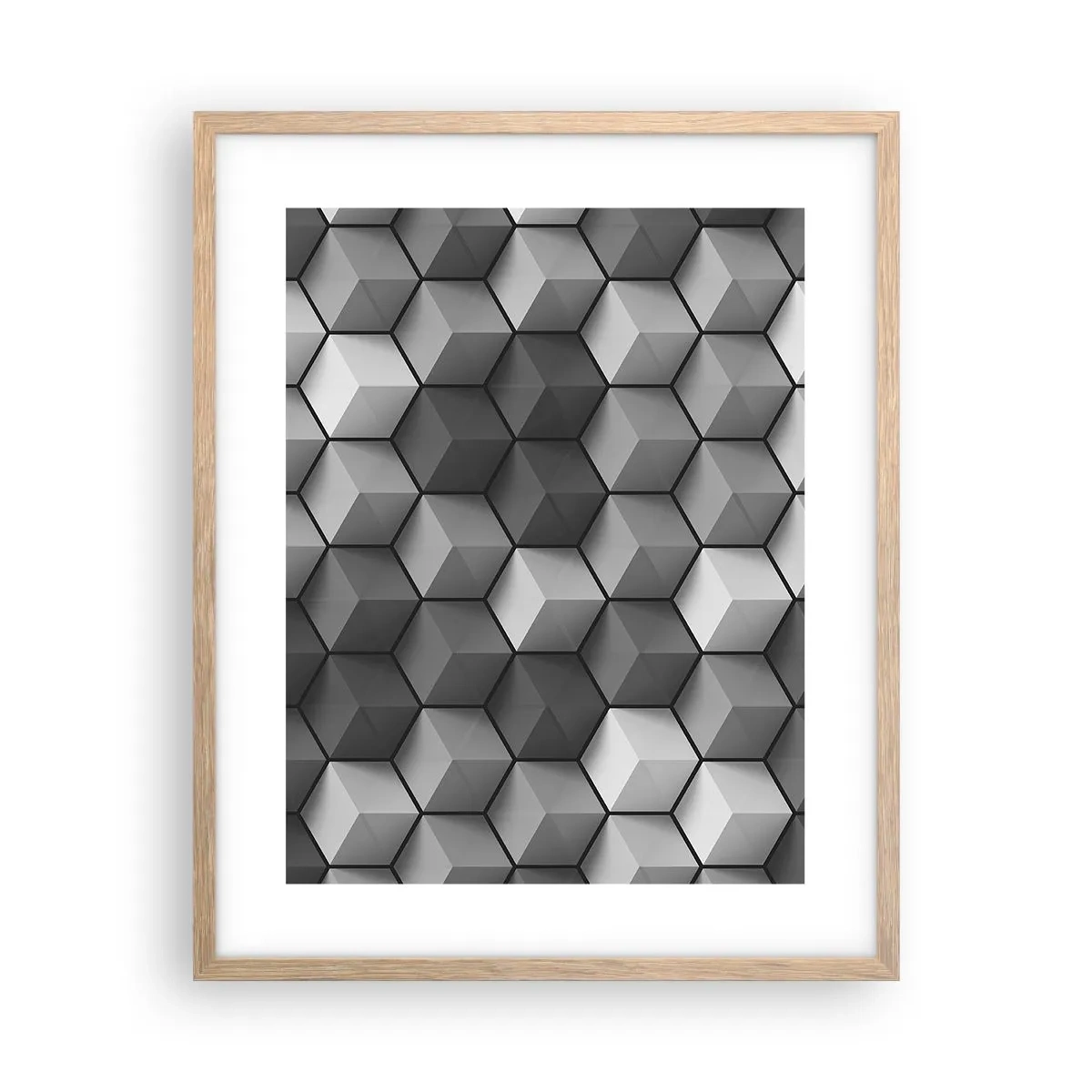 Affiche dans un chêne clair - Poster - Puzzle cubiste - 40x50 cm