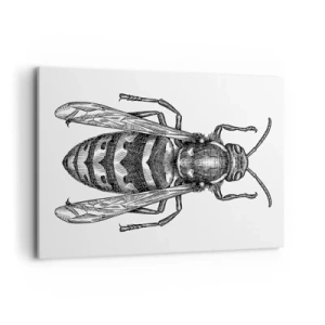 Impression sur toile - Image sur toile - Un motif de guêpe de dessin animé sur fond blanc dans un style minimaliste. - 100x70cm - D'une planète d'insectes - Décoration murale moderne pour le salon et la chambre ARTTOR