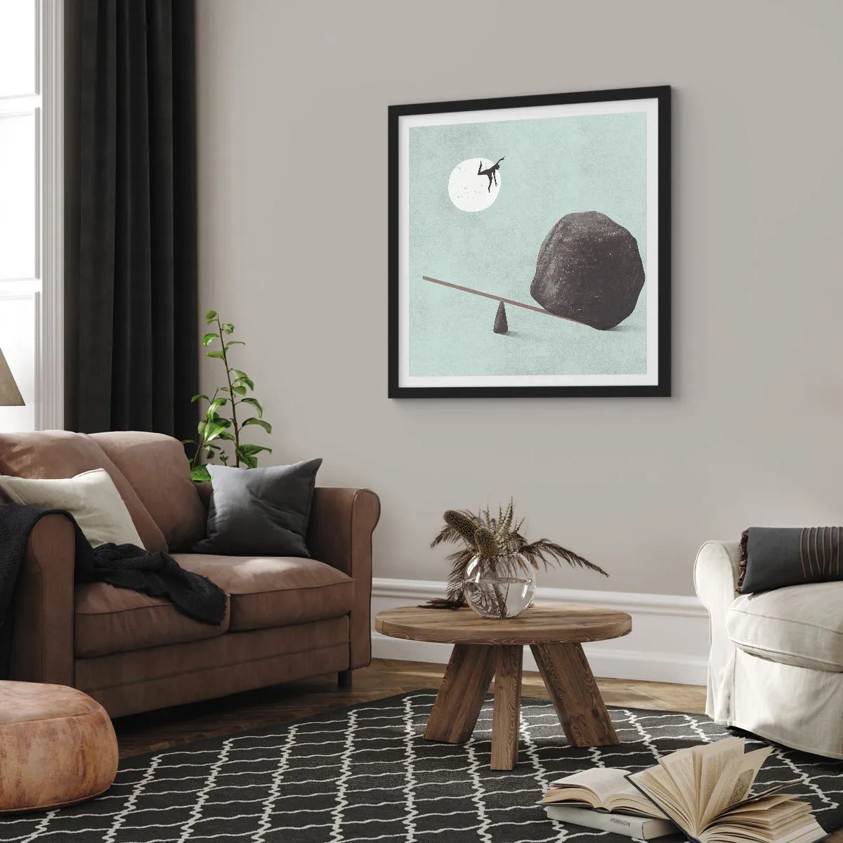 Affiche dans un cadre noir - Poster - Réalisation de ses rêves - 50x50 cm