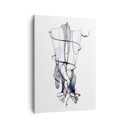 Impression sur toile - Image sur toile - Un dessin subtil d'une main avec une fleur délicate - 50x70cm - Étude du touché - Décoration murale moderne pour le salon et la chambre ARTTOR