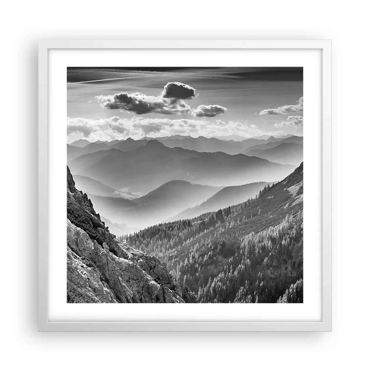 Affiche dans un cadre blanc - Poster - Jusqu'à l'horizon - 50x50 cm