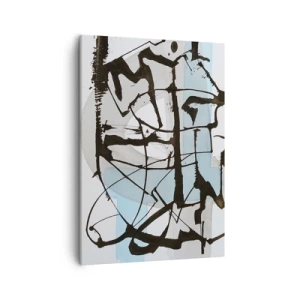 Impression sur toile - Image sur toile - Lignes et formes abstraites en bleu et noir - 50x70cm - Bleu malgré tout - Décoration murale moderne pour le salon et la chambre ARTTOR