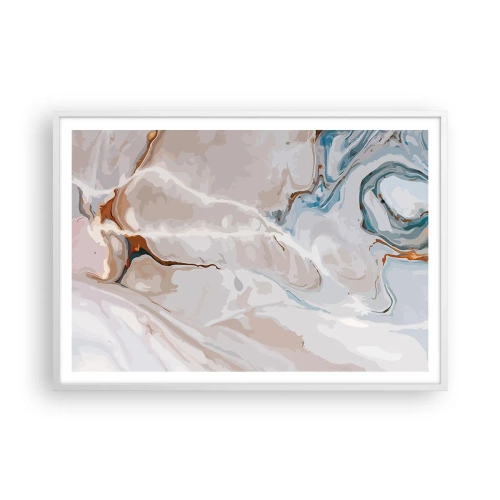 Affiche dans un cadre blanc - Poster - Le bleu serpente sous le blanc - 100x70 cm