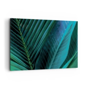 Impression sur toile - Image sur toile - Gros plan de feuilles vertes tropicales - 100x70cm - L'anatomie du vert - Décoration murale moderne pour le salon et la chambre ARTTOR
