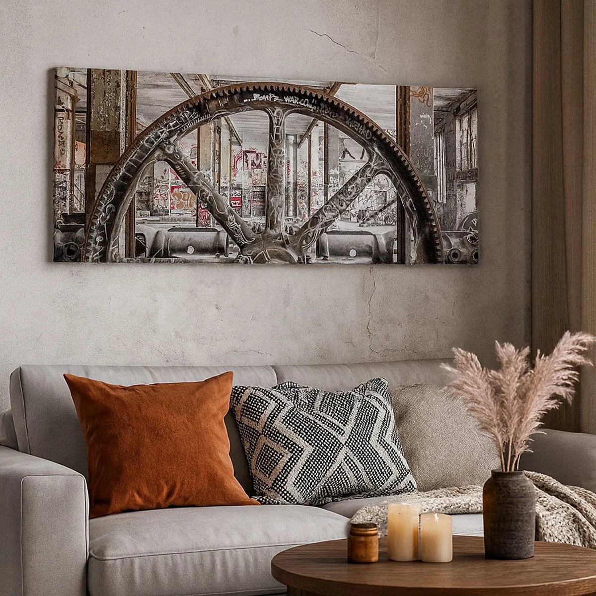 Impression sur toile - Image sur toile - Vie secrète d'une usine - 100x40 cm