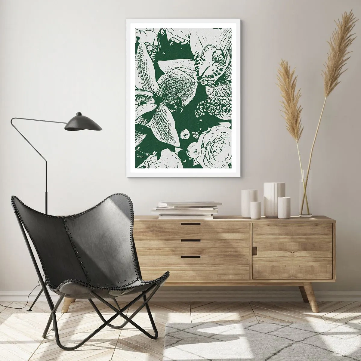 Affiche dans un cadre blanc - Poster - Bouquet - le monde du vert - 40x50 cm