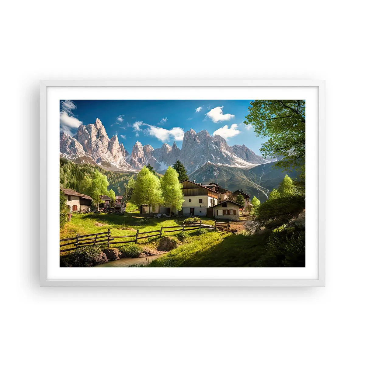Affiche dans un cadre blanc - Poster - Idylle alpine - 70x50 cm