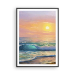 Affiche dans un cadre noir - Poster - Le chant turquoise des vagues - 70x100 cm