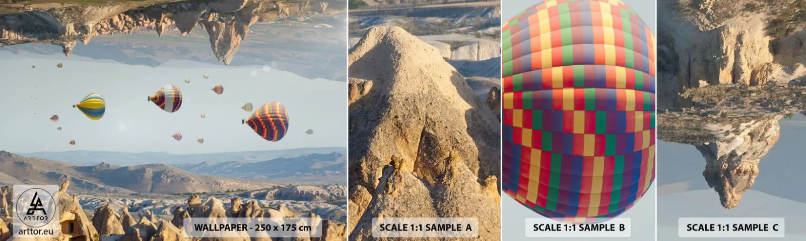 Échantillon de Papier Peint Autocollant Deluxe Sticker - Ici, tout est possible - Abstraction, des ballons, Paysage - 100x30 cm