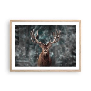 Affiche dans un chêne clair - Poster - Roi de la forêt couronné - 70x50 cm