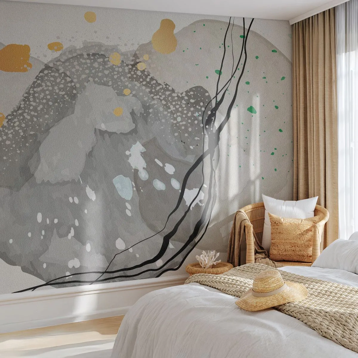 Papier Peint Photo Premium Sand - Composition organique - Abstraction, Taches, Peinture - 250x175 cm