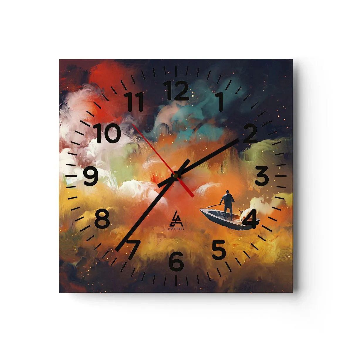 Horloge murale - Pendule murale - En bateau à travers la galaxie - 30x30 cm