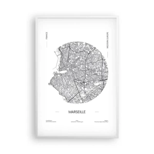 Affiche dans un cadre blanc - Poster - Anatomie de Marseille - 61x91 cm