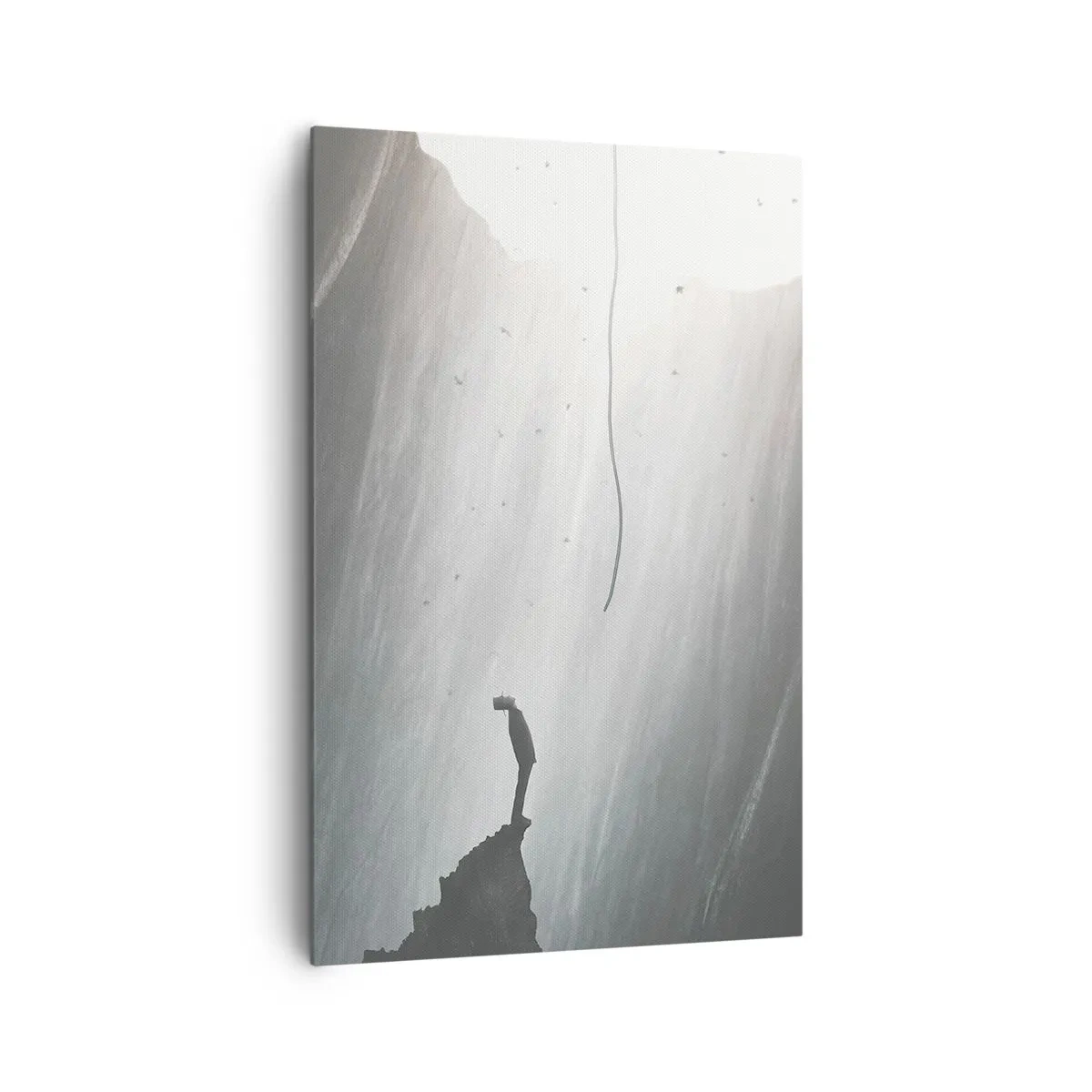 Impression sur toile - Image sur toile - Silhouette d'un homme sur le sol d'une grotte avec vue sur la lumière - 80x120cm - Il y a toujours une issue - Décoration murale moderne pour le salon et la chambre ARTTOR