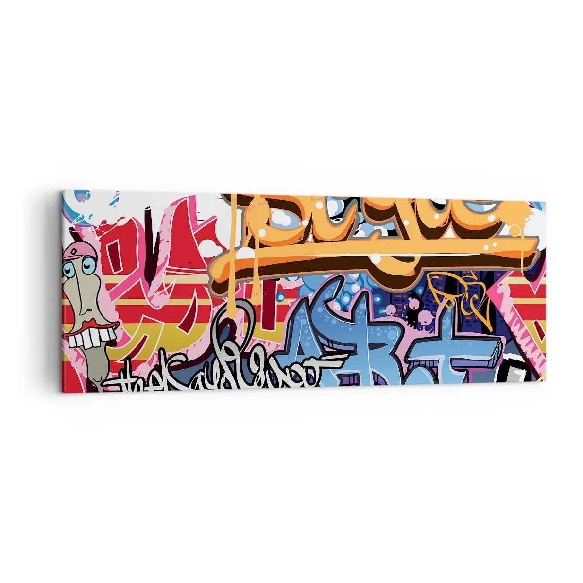 Impression sur toile - Image sur toile - Graffitis colorés avec inscriptions et illustrations dynamiques - 140x50cm - Fresques, fresques, fresques… - Décoration murale moderne pour le salon et la chambre ARTTOR
