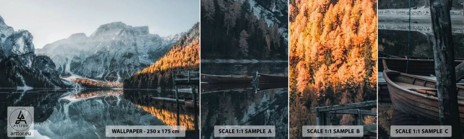 Échantillon de Papier Peint Autocollant Deluxe Sticker - Reflet de paysage - Paysage, Montagnes, Lac - 100x30 cm