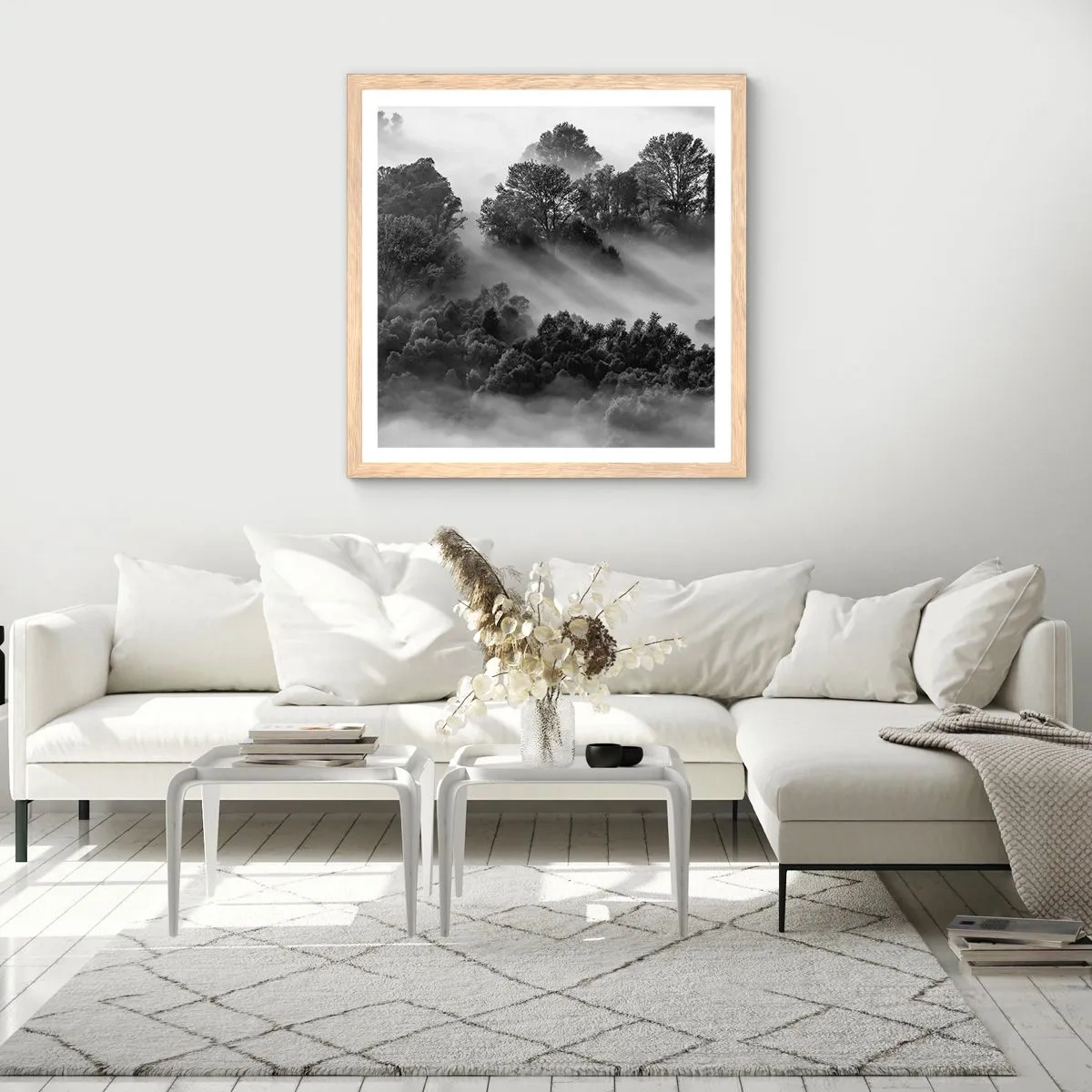 Affiche dans un chêne clair - Poster - Sortir de son sommeil - 60x60 cm