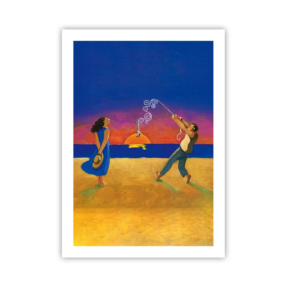 Affiche - Poster - Personnages sur la plage au coucher du soleil - 50x70cm - Plus qu'une étoile dans le ciel - Décoration murale moderne pour le salon et la chambre ARTTOR