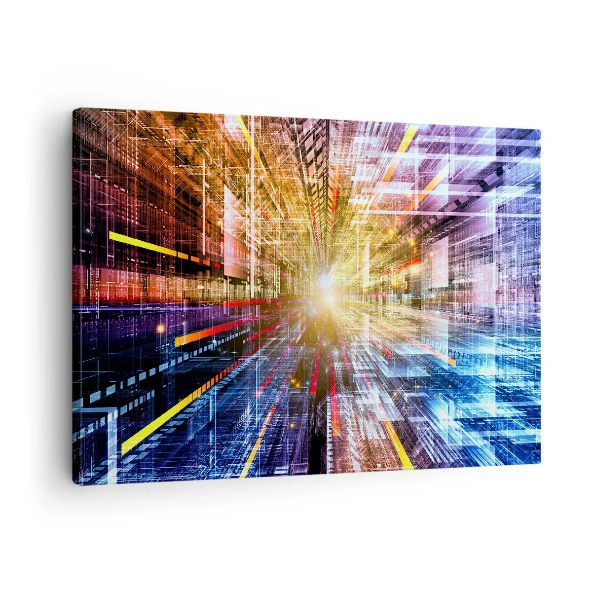 Impression sur toile - Image sur toile - Lumières dynamiques dans un couloir futuriste - 70x50cm - Couloir lumineux - Décoration murale moderne pour le salon et la chambre ARTTOR