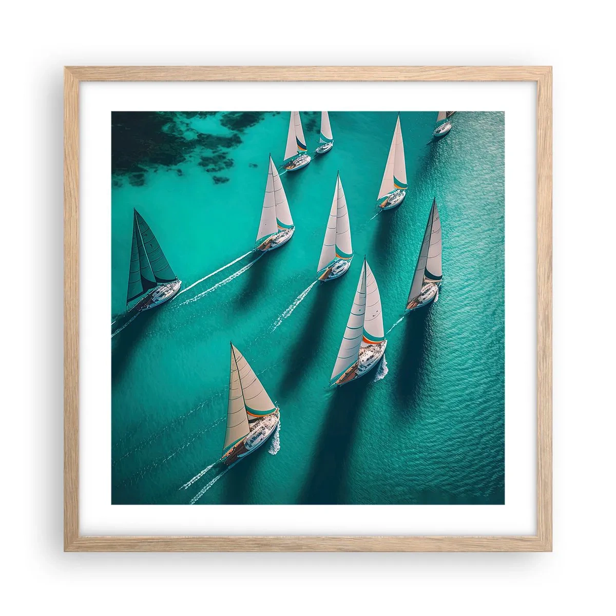 Affiche dans un chêne clair - Poster - Dans une compétition avec le vent - 50x50 cm