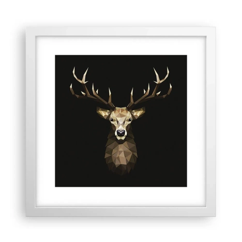 Affiche dans un cadre blanc - Poster - Cerf cubique - 30x30 cm