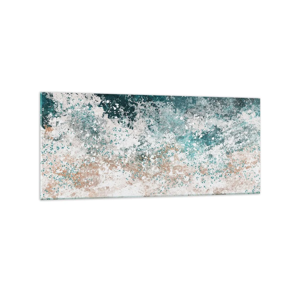 Impression sur verre - Image sur verre - Vague de mer abstraite dans des tons turquoise et beige - 120x50cm - Histoires de la mer - Décoration murale moderne pour le salon et la chambre ARTTOR
