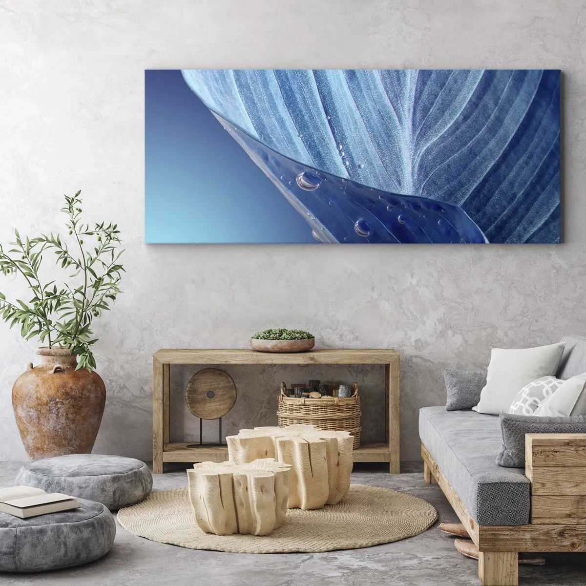Impression sur toile - Image sur toile - Gouttes cachées du bleu - 90x30 cm