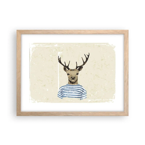 Affiche dans un chêne clair - Poster - Parce que j'aime les chemises rayées - 40x30 cm