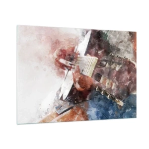 Impression sur verre - Image sur verre - Une aquarelle d'un guitariste artistique - 100x70cm - Et qu'en pensez-vous ? - Décoration murale moderne pour le salon et la chambre ARTTOR