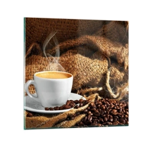 Impression sur verre - Image sur verre - L'odeur du moka et la densité du miel liquide - 50x50 cm