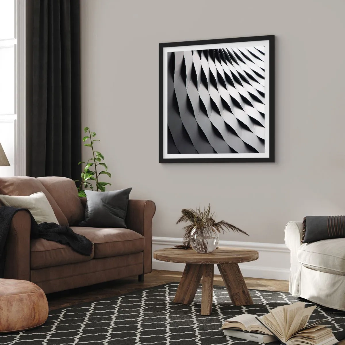 Affiche dans un cadre noir - Poster - A la surface des vagues - 30x30 cm