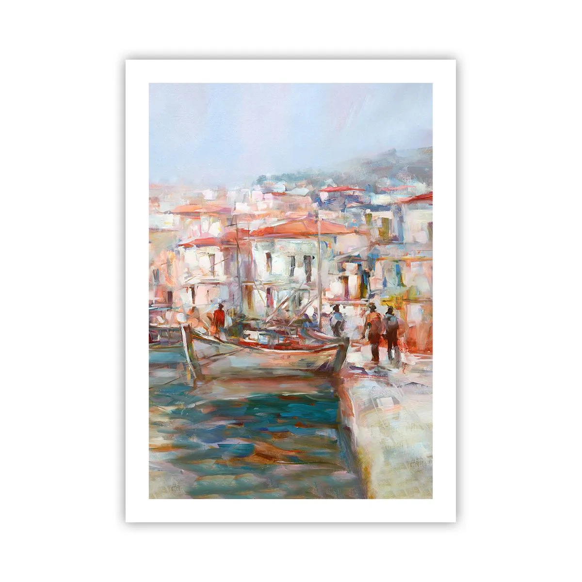 Affiche - Poster - Un port pittoresque aux couleurs pastel - 50x70cm - Vacances pastelles - Décoration murale moderne pour le salon et la chambre ARTTOR