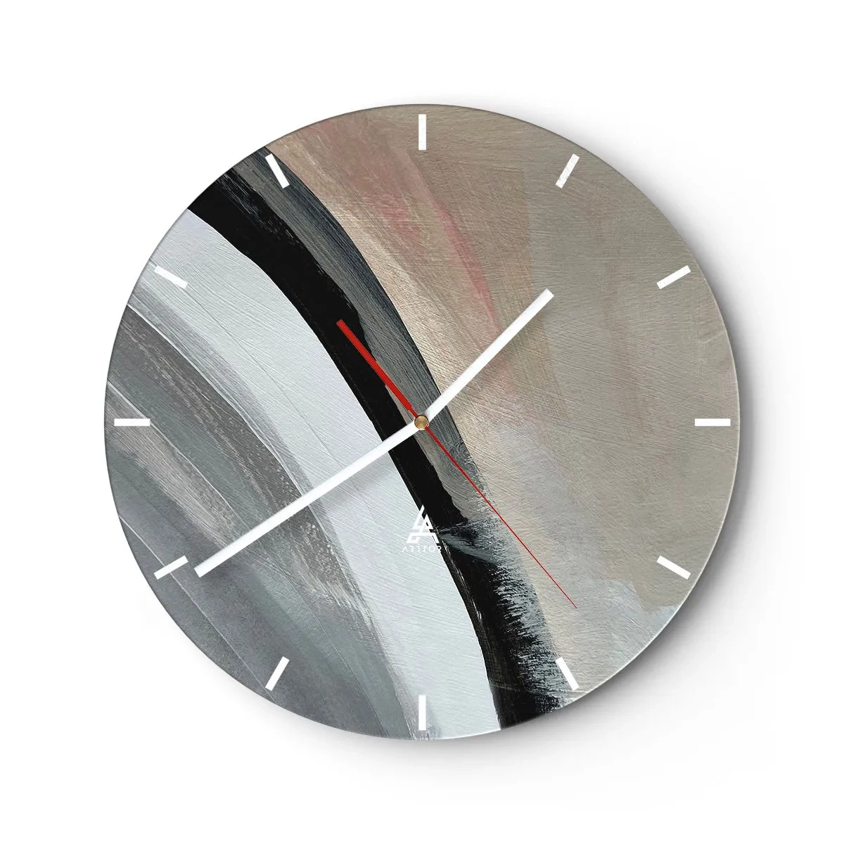 Horloge murale - Pendule murale - Composition : arc de noir et gris - 40x40 cm