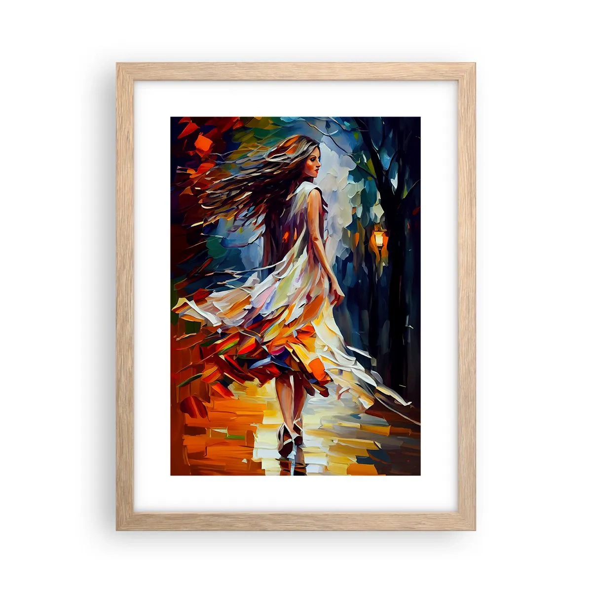 Affiche dans un chêne clair - Poster - La fille d'automne - 30x40 cm