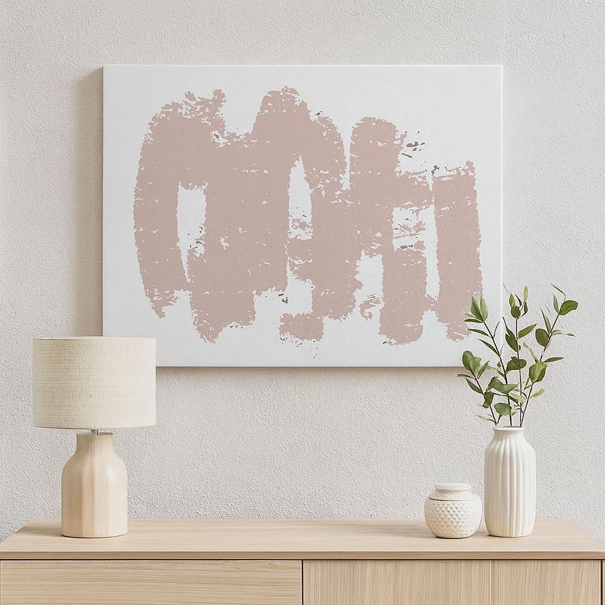 Impression sur toile - Image sur toile - Formes roses douces sur fond clair - 70x50cm - Abstraction en rose tendre - Décoration murale moderne pour le salon et la chambre ARTTOR