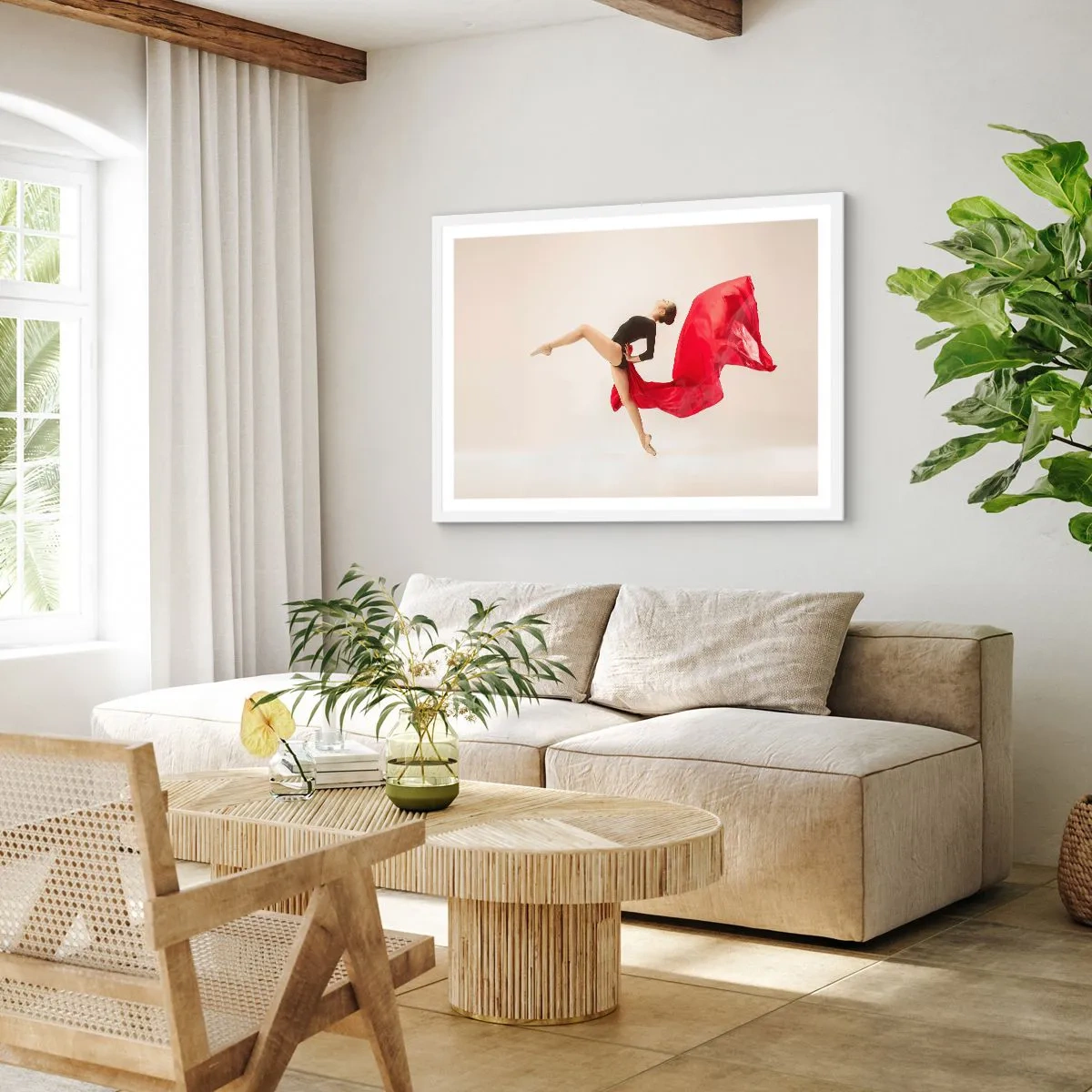 Affiche dans un cadre blanc - Poster - Rouge et noir - 50x40 cm