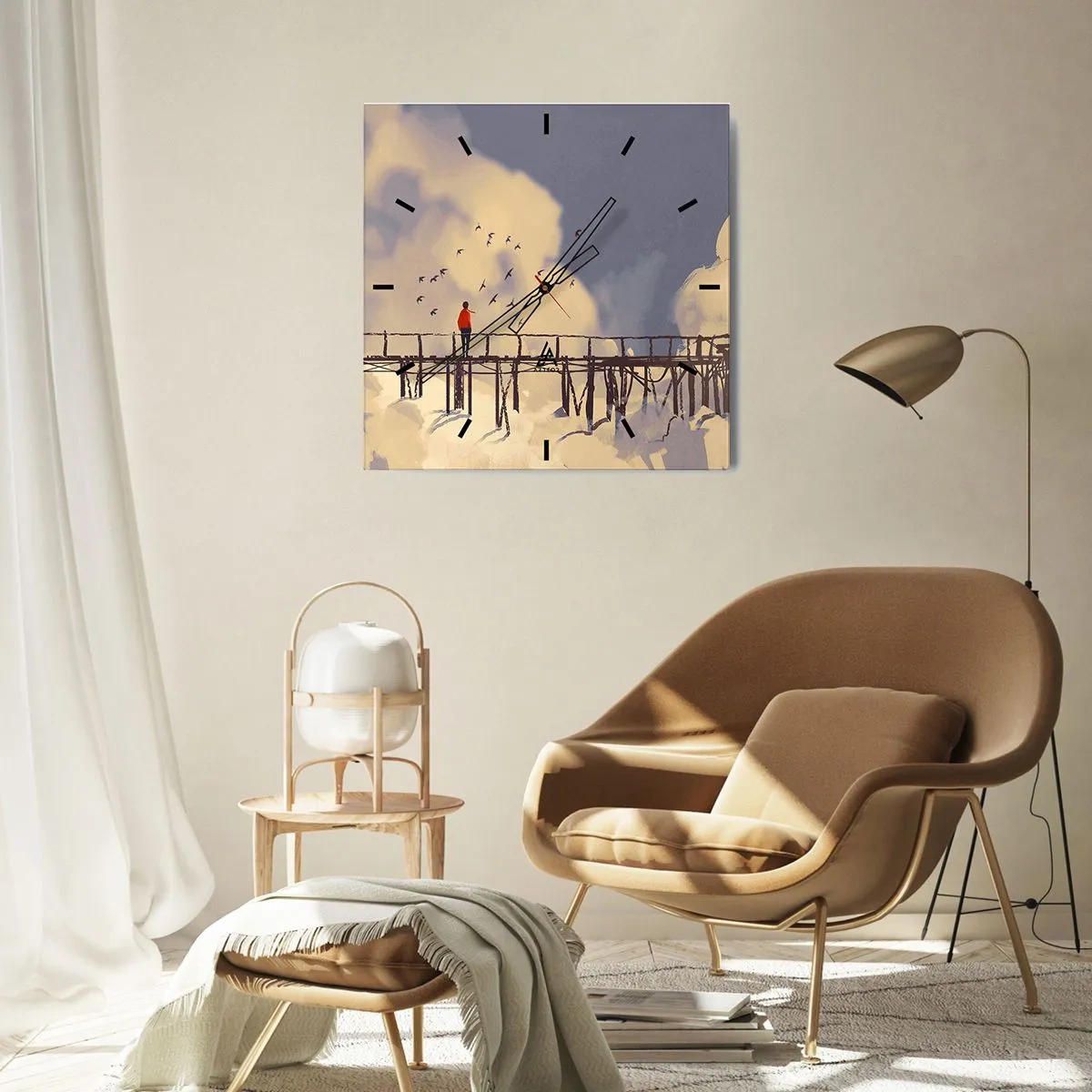 Horloge murale - Pendule murale - Bleu nostalgie - 40x40 cm