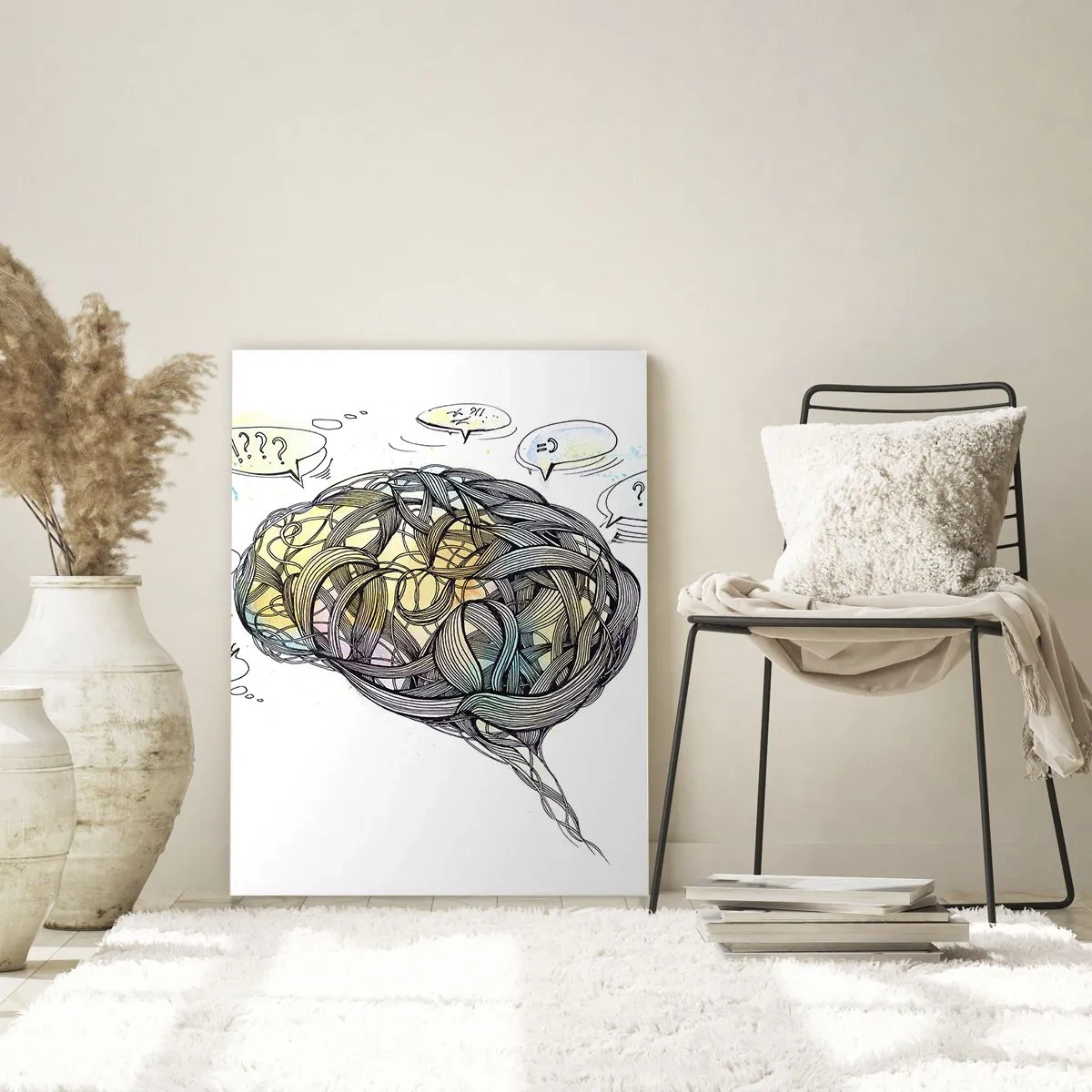 Impression sur verre - Image sur verre - Une vision artistique du cerveau avec des éléments colorés - 70x100cm - L'homme - un grand mystère - Décoration murale moderne pour le salon et la chambre ARTTOR