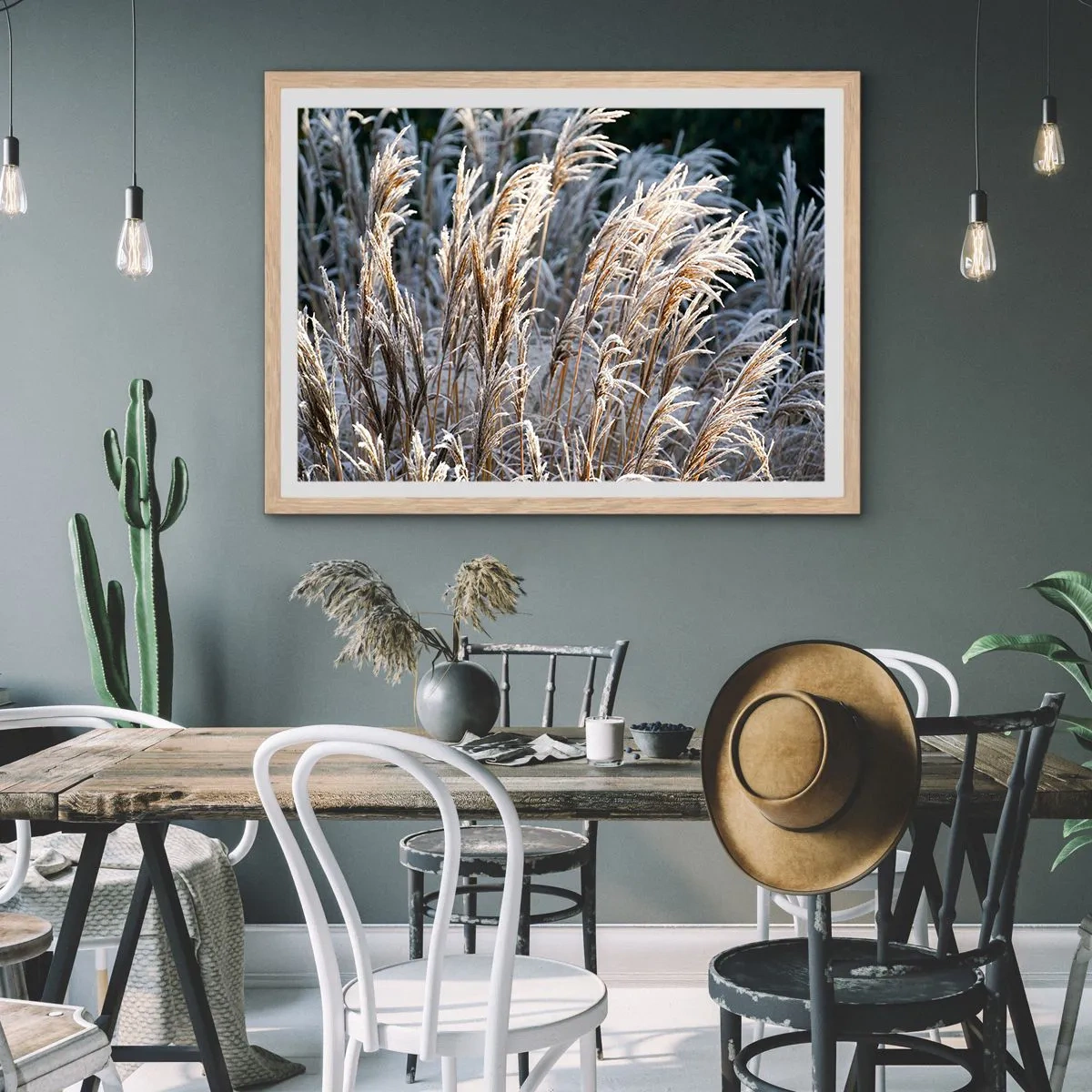 Affiche dans un chêne clair - Poster - Habillé de givre - 70x50 cm