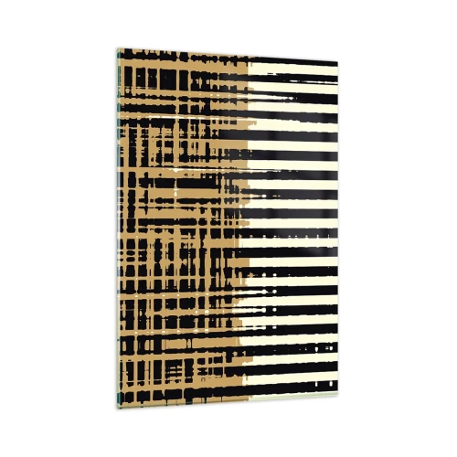 Impression sur verre - Image sur verre - Lignes abstraites en noir, beige et blanc - 80x120cm - Abstraction architecturale - Décoration murale moderne pour le salon et la chambre ARTTOR