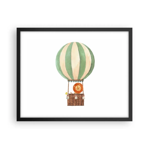 Affiche dans un cadre noir - Poster - Les voyages de Léon - 50x40 cm